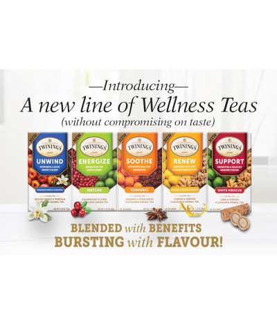 Twinings Wellness - Unwind - Passion Flower & Camomile - Spiced Apple & Vanilla 18Bg 1.10 oz