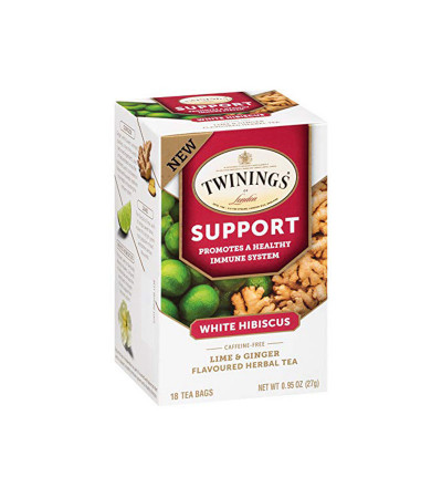 Twinings Wellness Support White Hibiscus - Lime & Ginger 18Bg 0.95 oz