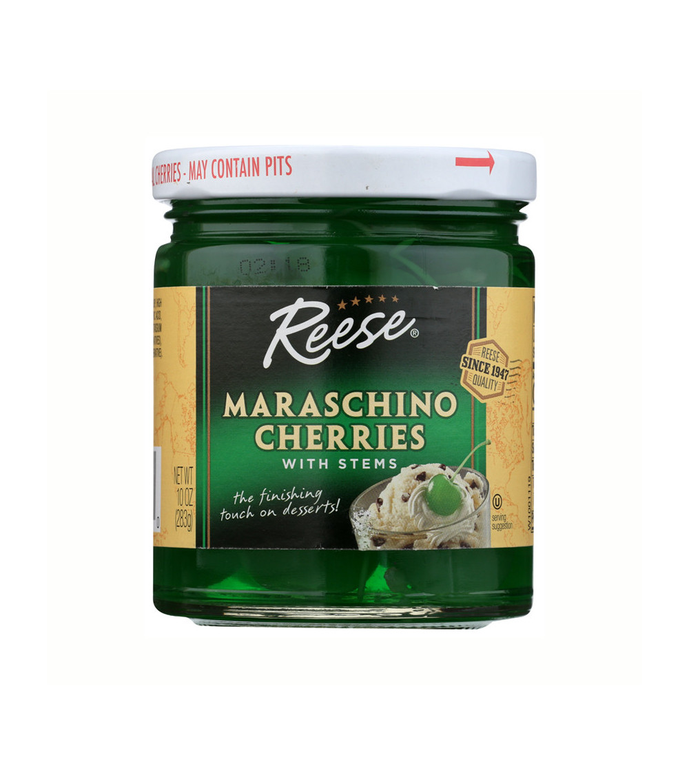 Reese Green Maraschino Cherries with Stems 10oz