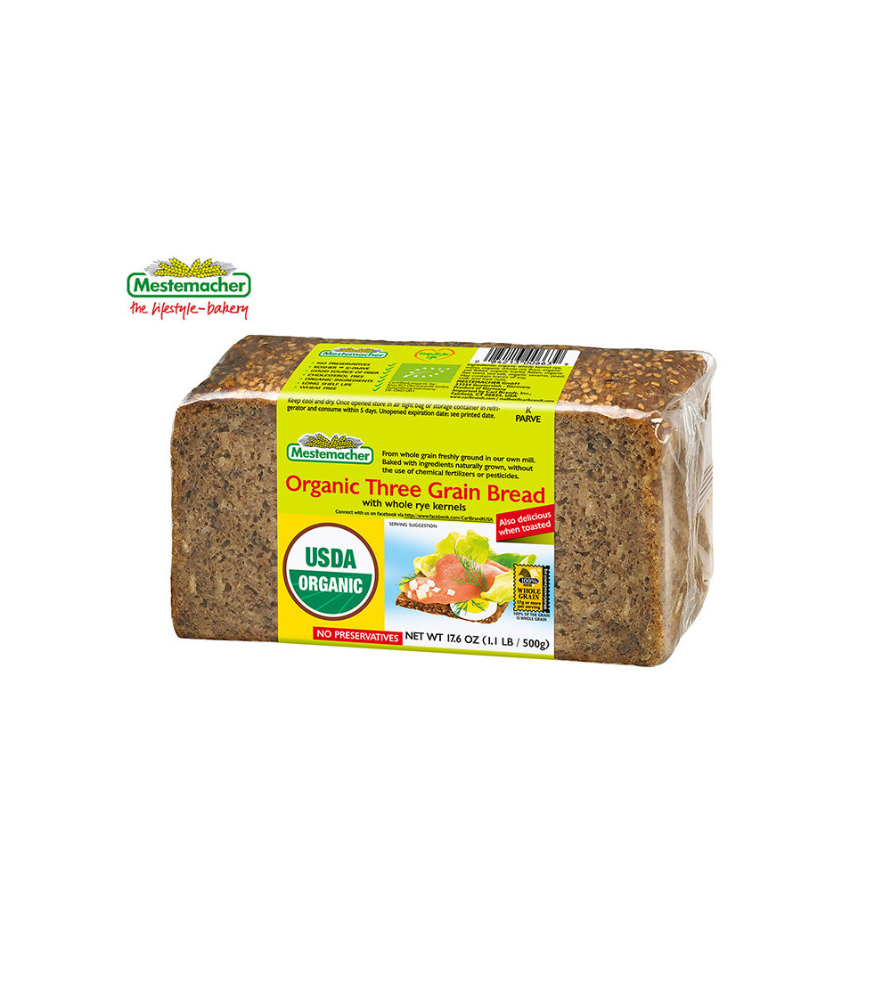 Mestemacher Bread Organic Three Grain 17.6oz