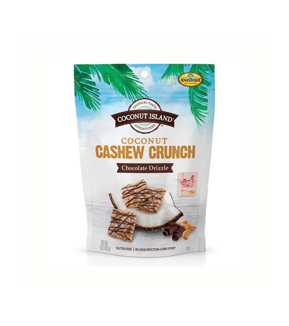 Anastasia Coconut Cashew Crunch Dark Chocolate Drizzle 5oz Pouch