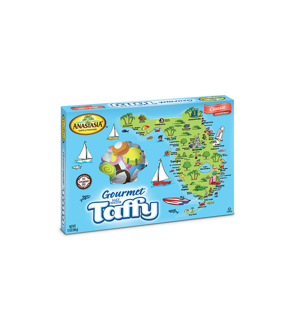 Anastasia Florida Map Salt Water Taffy 12oz Box