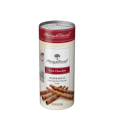 Harry & David Dark Chocolate Wafer Roll Canister 10 oz