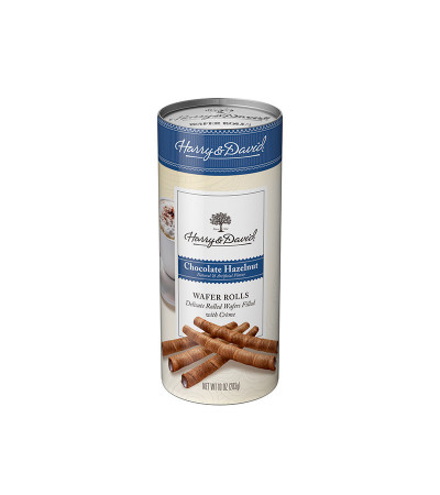 Harry & David Chocolate Hazelnut Wafer Roll Canister 10 oz