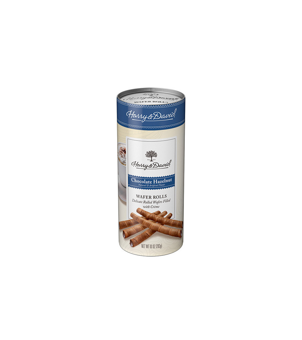 Harry & David Chocolate Hazelnut Wafer Roll Canister 10 oz