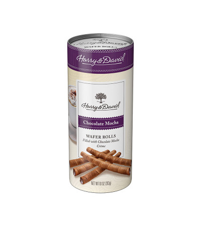 Harry & David Chocolate Mocha Wafer Roll Canister 10 oz