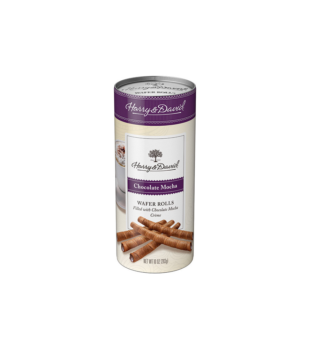 Harry & David Chocolate Mocha Wafer Roll Canister 10 oz