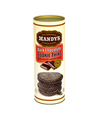 Mandy's Cookie Thins Canister Dark Chocolate 4.6oz