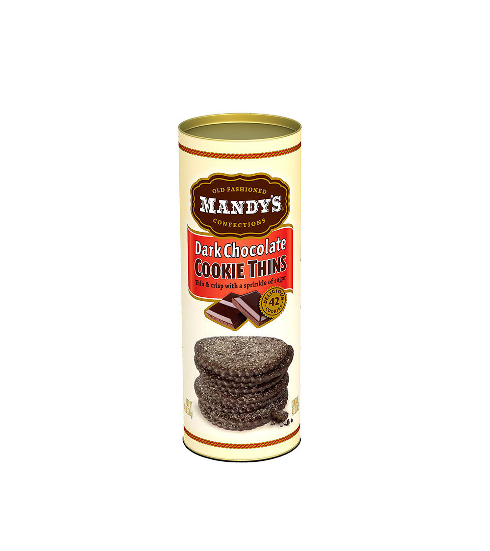 Mandy's Cookie Thins Canister Dark Chocolate 4.6oz