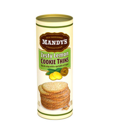 Mandy's Cookie Thins Canister Zesty Lemon 4.6oz