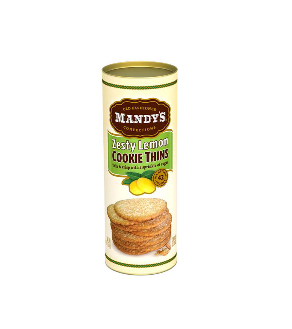 Mandy's Cookie Thins Canister Zesty Lemon 4.6oz