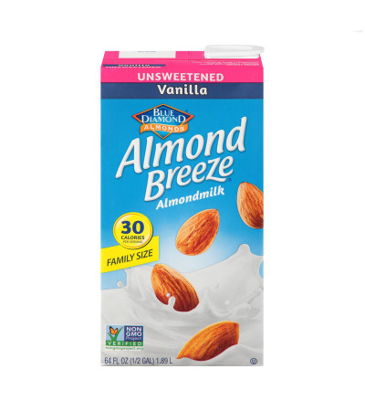 Blue Diamond Beverage Unsweet Almond Breeze Vanilla 64 oz