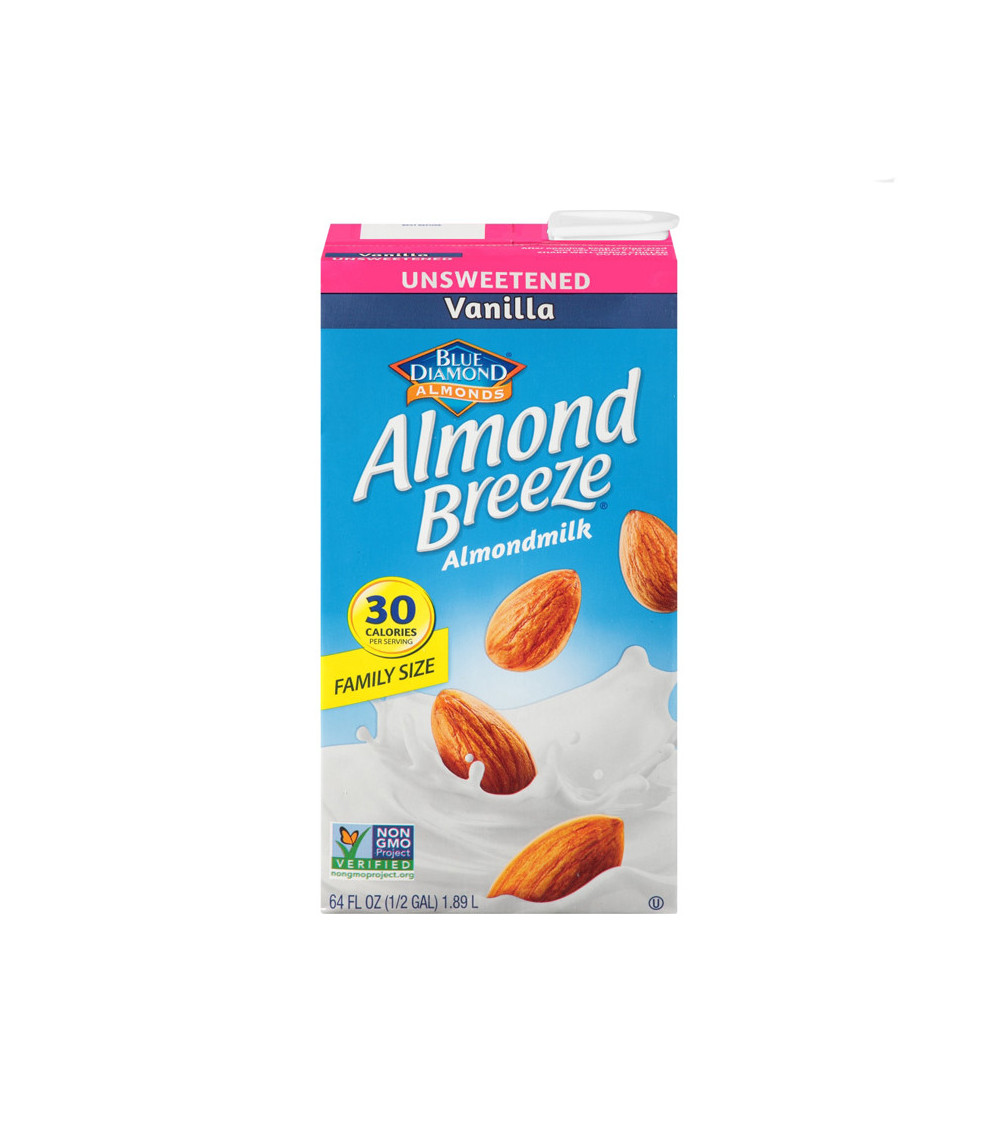 Blue Diamond Beverage Unsweet Almond Breeze Vanilla 64 oz