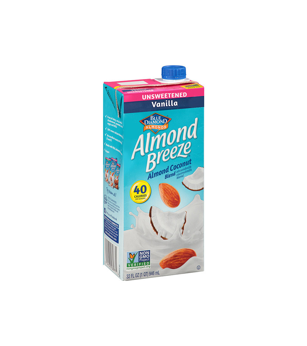 Blue Diamond Beverage Unsweet Almond Breeze Coco Vanilla 32 oz