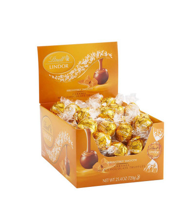 Lindt Lindor Milk Chocolate Caramel Truffles 60ct Caddy