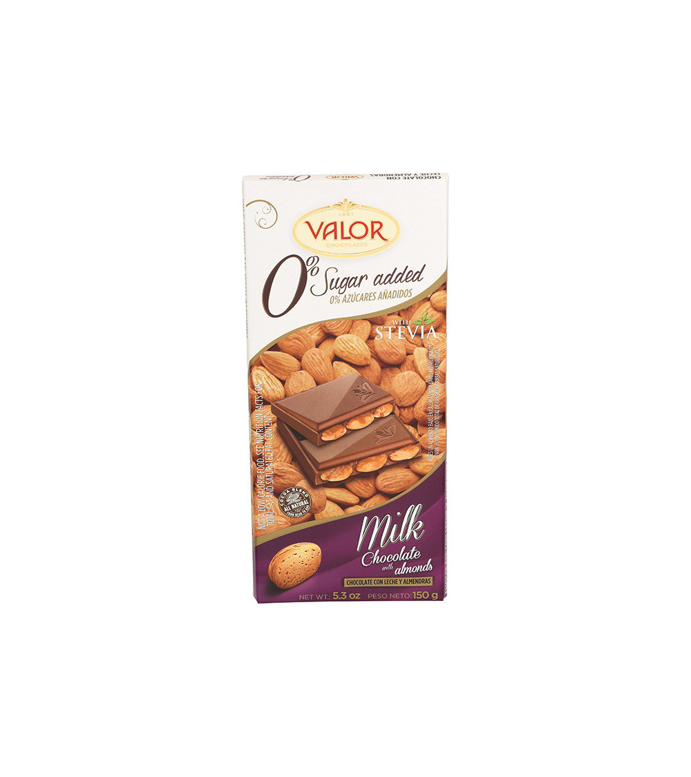 Valor Bar No Sugar Added Milk Chocolate with Almonds 5.3 oz
